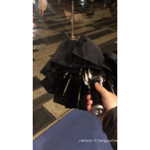 Parapluie transparent transparent avec poignée et nervures à LED pour la nuit